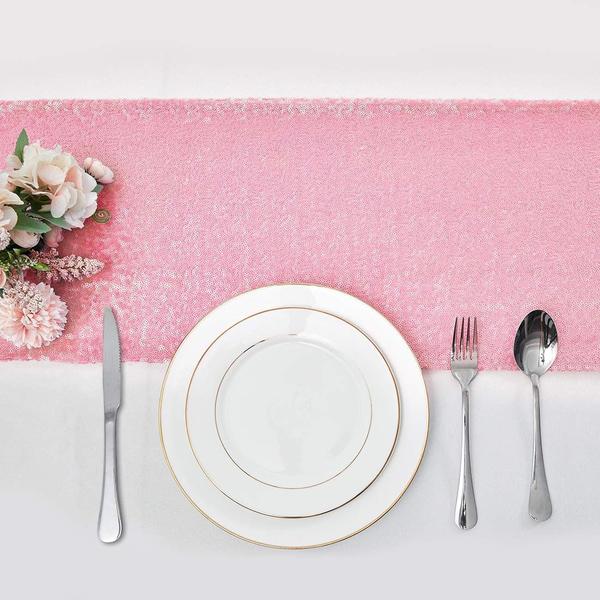 Imagem de Table Runner Pufogu Pink Sequin 30,5 cm x 275 cm (pacote com 6)