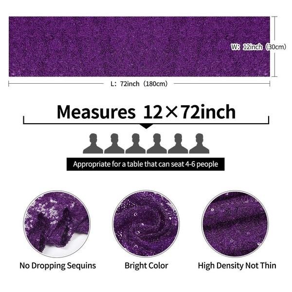 Imagem de Table Runner Pufogu Purple Sequin 30,5 cm x 183 cm (pacote com 10)