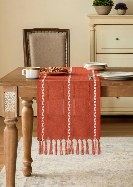 Imagem de Table Runner YZJZEDS Hemstitched Farmhouse Fall Orange 33x12