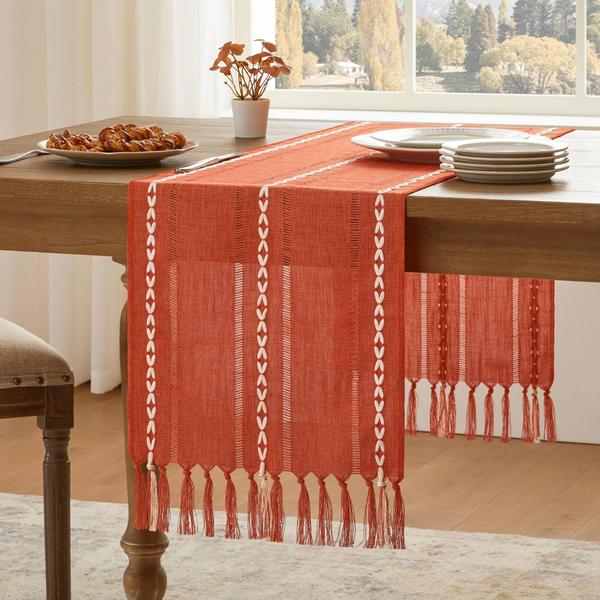 Imagem de Table Runner YZJZEDS Hemstitched Farmhouse Fall Orange 33x18