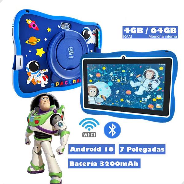 Imagem de Tablet Android Kids Infantil Barato Astronauta 64gb 4gb Ram