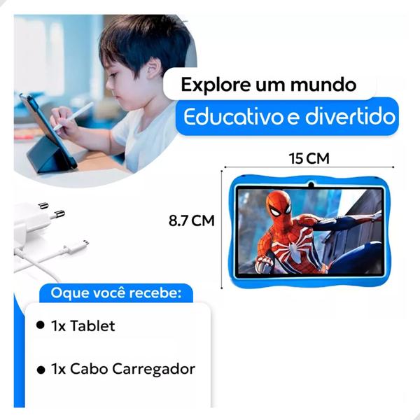 Imagem de Tablet Android Kids Infantil Barato capa antiqueda 64gb 4gb Ram