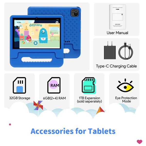 Imagem de Tablet ApoloMedia Kids 10 polegadas 2 GB de RAM 32 GB ROM azul +3Y