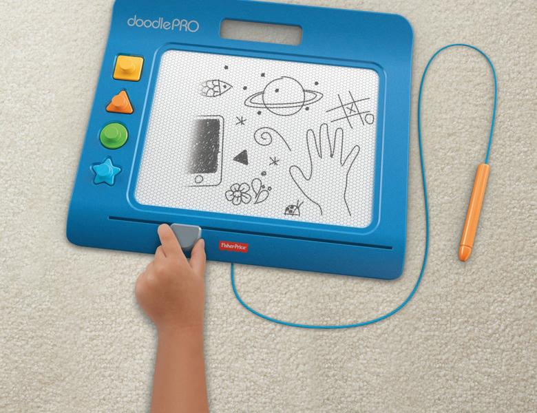 Imagem de Tablet de desenho Fisher-Price Doodle Pro Slim Blue para crianças a partir de 3 anos