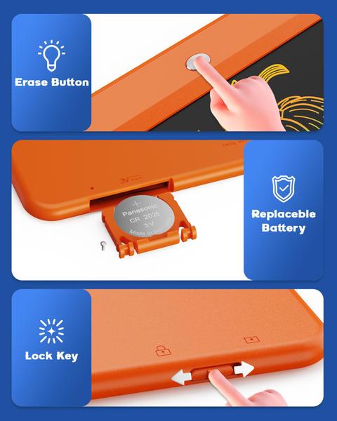 Imagem de Tablet de escrita LCD Bravokids de 10 polegadas Doodle Board Orange