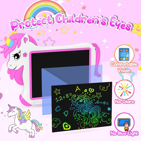 Imagem de Tablet de escrita LCD FunForFun! Unicórnio de 10 polegadas para crianças de 3 a 8 anos