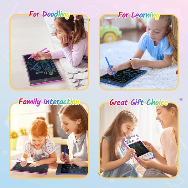 Imagem de Tablet de escrita LCD TECJOE Colorful Doodle de 10 polegadas, pacote com 2 unidades para crianças