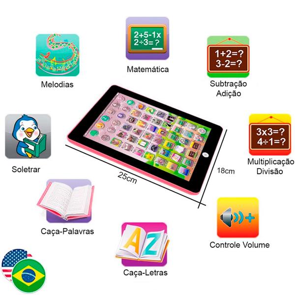 Imagem de Tablet Didático Diversas Funções Educativas Menino E Menina Criança
