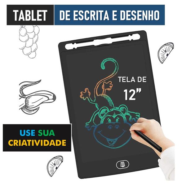 Imagem de Tablet Digital para Escrita e Desenho com de Tela lcd 12" para Crianças e Adultos
