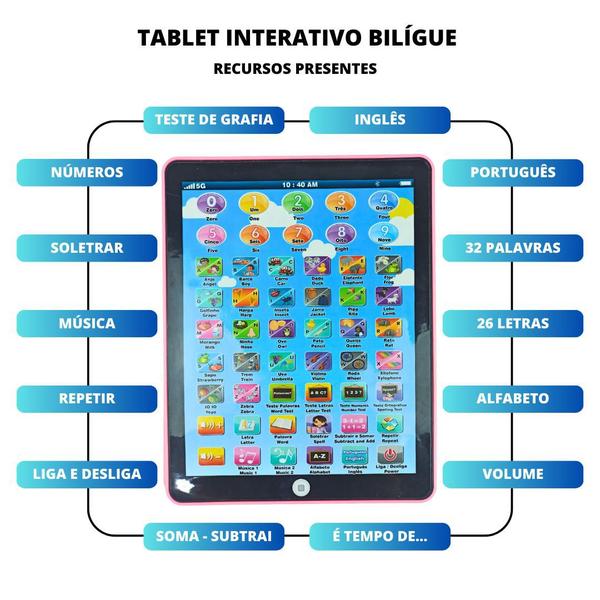 Imagem de Tablet Educativo Interativo Bilíngue Brinquedo Para Crianças