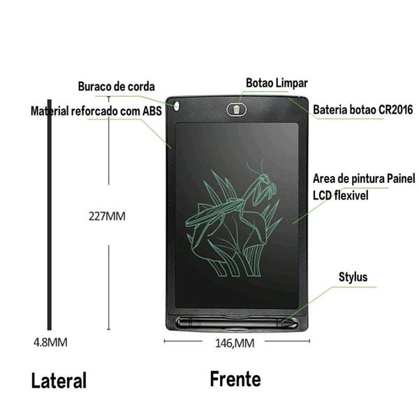 Imagem de Tablet Eletrônico Infantil Para Desenho e Escrita Criativa Tela LCD 12 Polegada