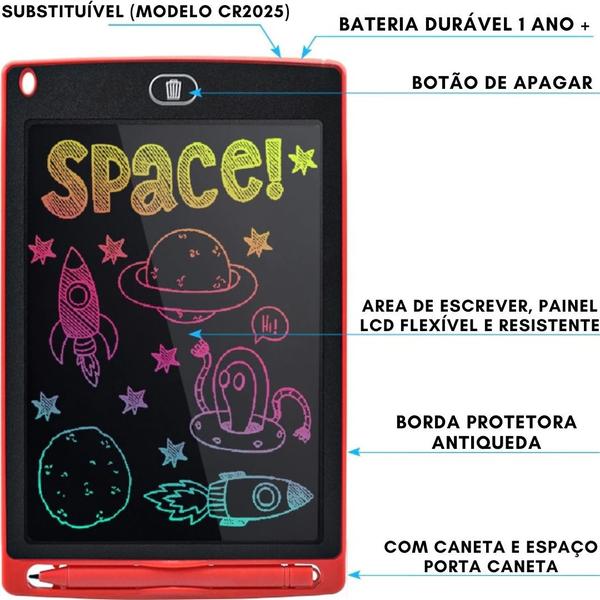 Imagem de Tablet Grande Lcd Lousa Quadro Infantil Para Desenhar Escrever Mais Caneta