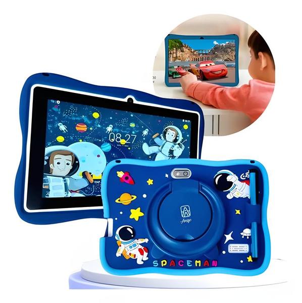 Imagem de Tablet infantil 64GB + 4GB Ram Quadcore Câmera 4MP WiFi Android 13 youtube kids Playstore