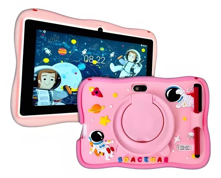 Imagem de Tablet infantil 64GB + 4GB Ram Quadcore Câmera 4MP WiFi Android 13 youtube kids Playstore