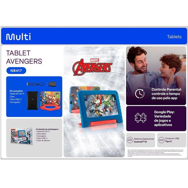 Imagem de Tablet Infantil Avengers Multilaser 4G Ram 64Gb Youtube