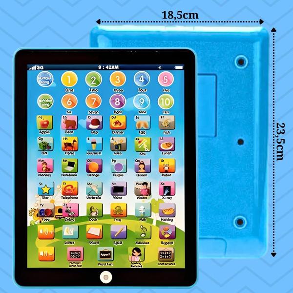 Tablet Infantil Brinquedo Didático Interativo Bilingue Laptop 54 Funções - AZUL - Art Brink Imagem de Tablet Infantil Brinquedo Didático Interativo Bilingue Laptop 54 Funções - AZUL