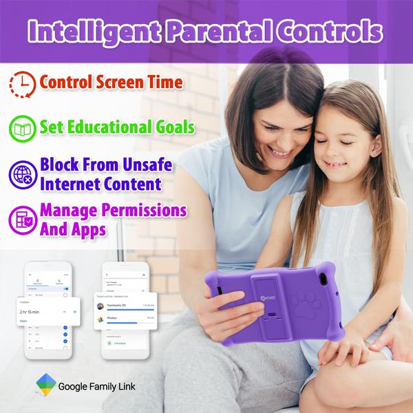 Imagem de Tablet infantil Contixo V10 de 7 polegadas HD 32GB WiFi com caneta roxa