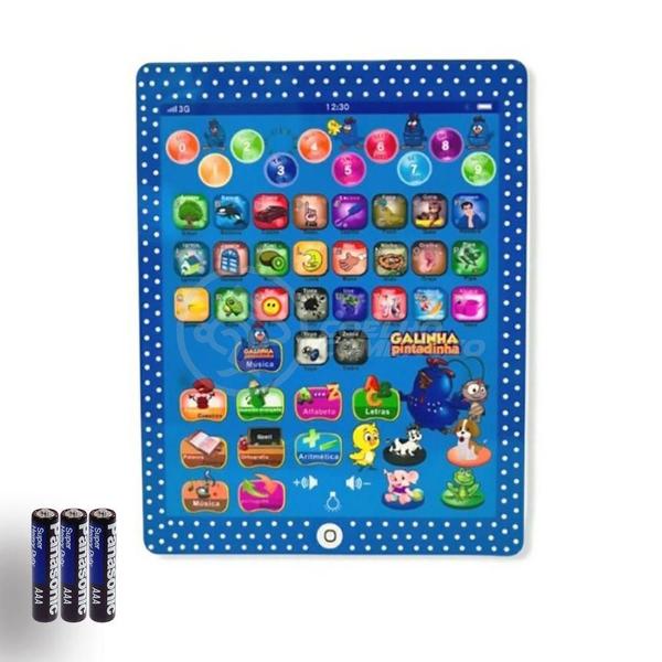 Imagem de Tablet Infantil Galinha Pintadinha + 3 Pilhas Aaa