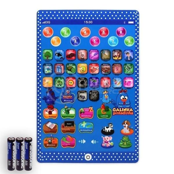 Imagem de Tablet Infantil Galinha Pintadinha + 3 Pilhas Aaa