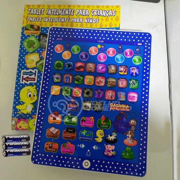 Imagem de Tablet Infantil Galinha Pintadinha Educativo + 3 Pilhas Aaa