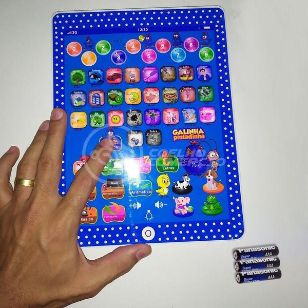 Imagem de Tablet Infantil Galinha Pintadinha Educativo + 3 Pilhas Aaa