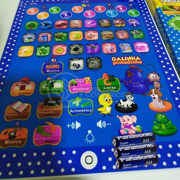 Imagem de Tablet Infantil Galinha Pintadinha Educativo + 3 Pilhas Aaa