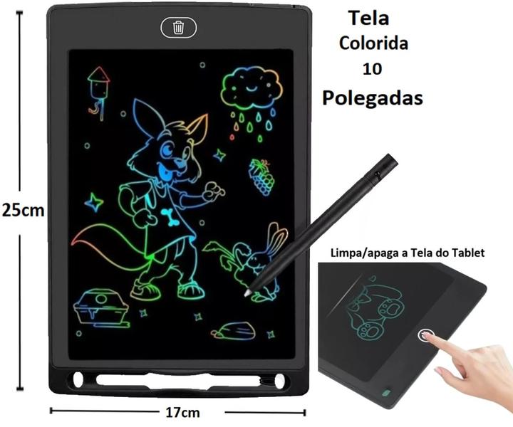 Imagem de Tablet Infantil Lousa Mágica Digital Desenho 10 Pol Colorida