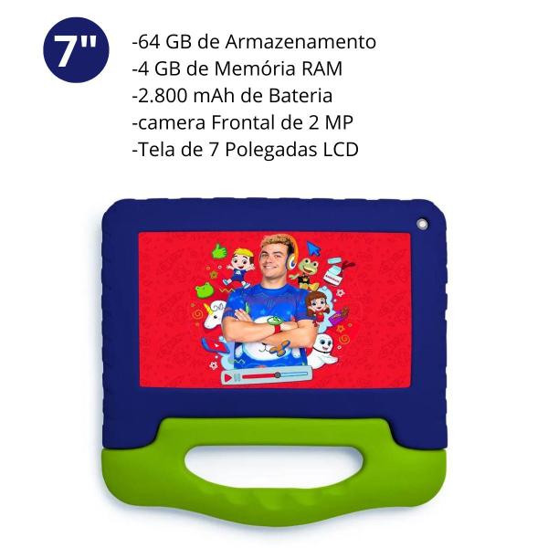 Imagem de Tablet Infantil Luccas Neto 64Gb 4Gb Ram com Alça