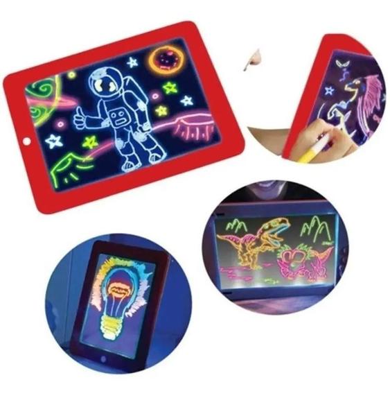 Imagem de Tablet Infantil Mágico Luminoso Brinquedo Lousa Para Desenhar Neon LCD 3D