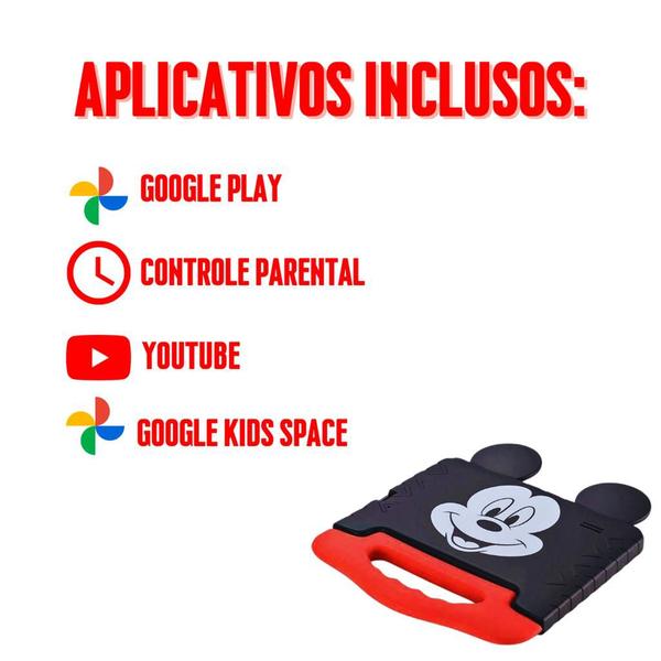 Imagem de Tablet Infantil Multilaser Mickey Mouse 32GB + Cartão de Memória 64GB