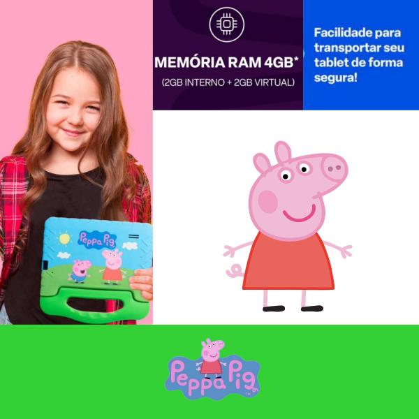 Imagem de Tablet Infantil Peppa Pig 64GB+4GB Wi-fi LCD 7" Android 13