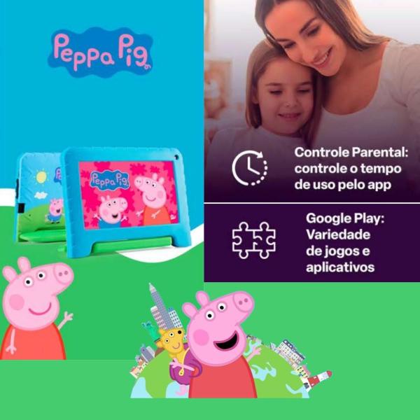 Imagem de Tablet Infantil Peppa Pig 64GB+4GB Wi-Fi LCD 7 Android 13