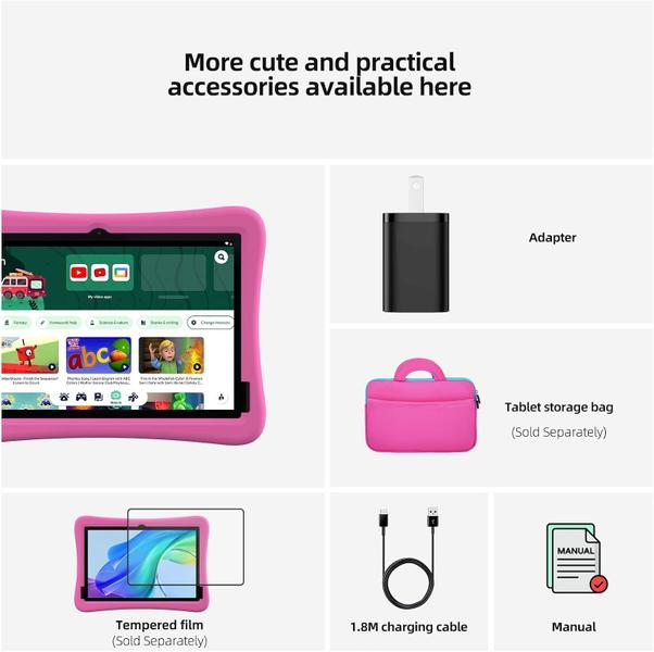 Imagem de Tablet infantil plimpton de 10 polegadas Android 14 4 GB+64 GB com capa rosa