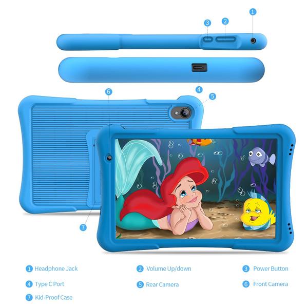 Imagem de Tablet infantil PRITOM Tab 10 Android 12 32 GB, 10 polegadas, azul