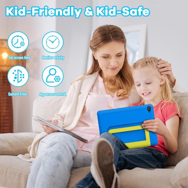 Imagem de Tablet Jeazans Kids Android 14 de 10 polegadas 64 GB ROM 8 GB de RAM azul