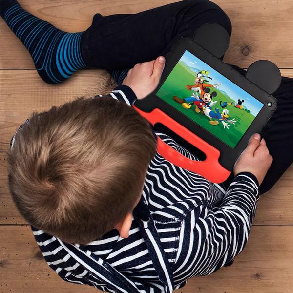 Imagem de Tablet Multi Mickey com Controle Parental 7 pol 4GB RAM 64GB Android 13 Quad Core + Case + Wi-fi - NB413