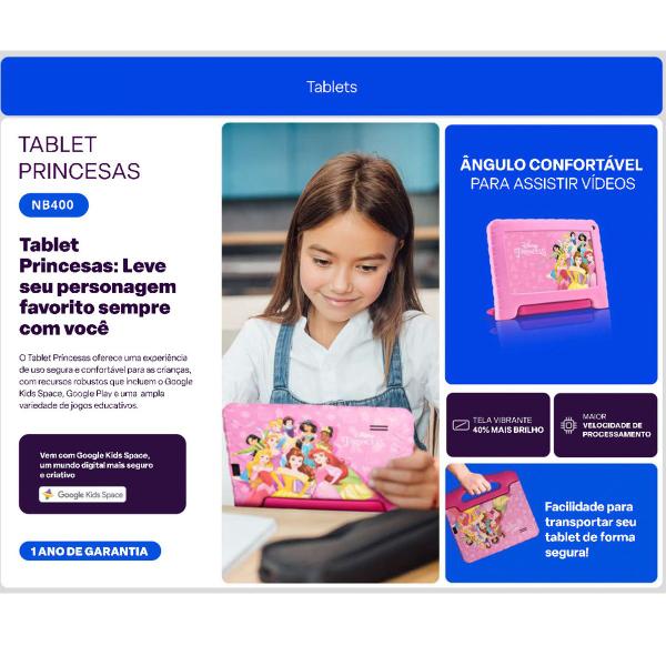 Imagem de Tablet Multilaser Princesas Quad Core 32GB 2RAM Tela 7"