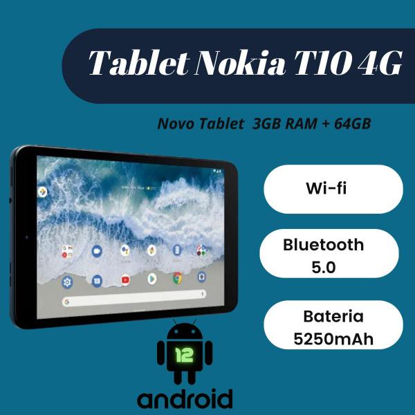 Imagem de Tablet nokia t10 8" 4g 64gb octa core android 12 dual camera