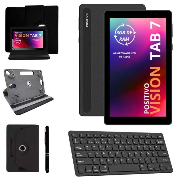 Imagem de Tablet Positivo 7" Pol 128gb 3gb Com Teclado bluetooth Preto + Caneta touch Vision tab