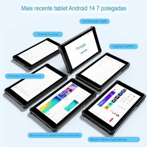 Imagem de Tablet Pritom 7" Android 14 8GB RAM, 64GB ROM, Octa-Core, Gamer  Wi-Fi Câmera Dupla 