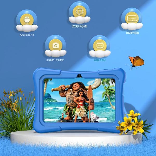 Imagem de Tablet Pritom Android K7" Kids Pro 2Gb 32Gb Quad Core Azul
