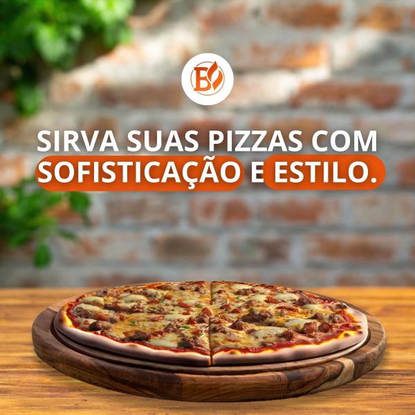 Imagem de Tábua 30Cm De Madeira Teca Para Cortar E Servir Pizza