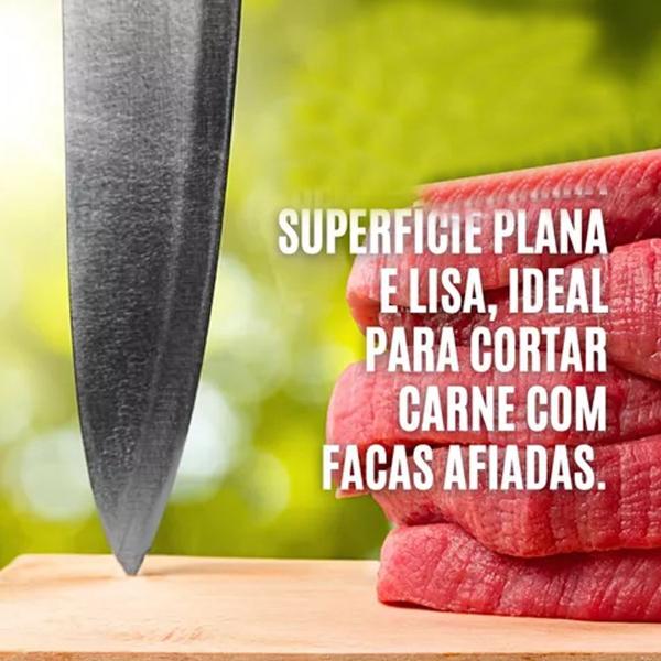 Imagem de Tabua Carne Churras Resistente King Grande Presente Faca Afiada Cortar Madeira Cozinha Churrasco Lisa Pegador