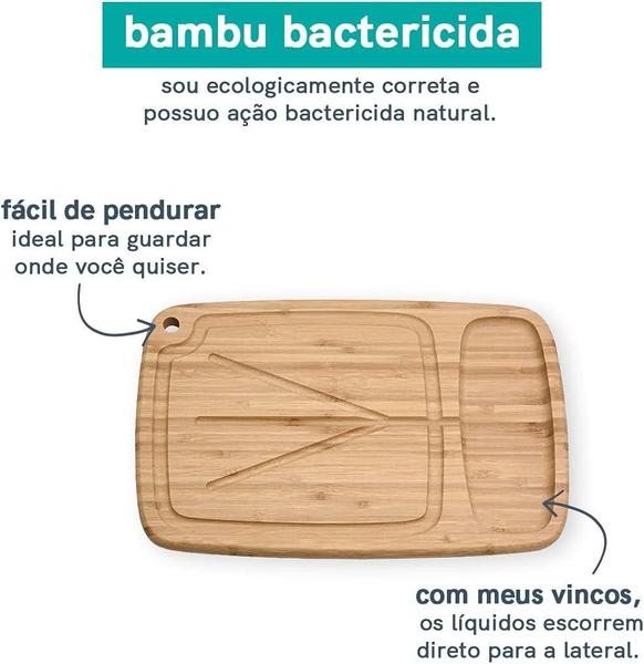 Imagem de Tábua de Bambu Para Cortes de Churrasco Legumes Pães