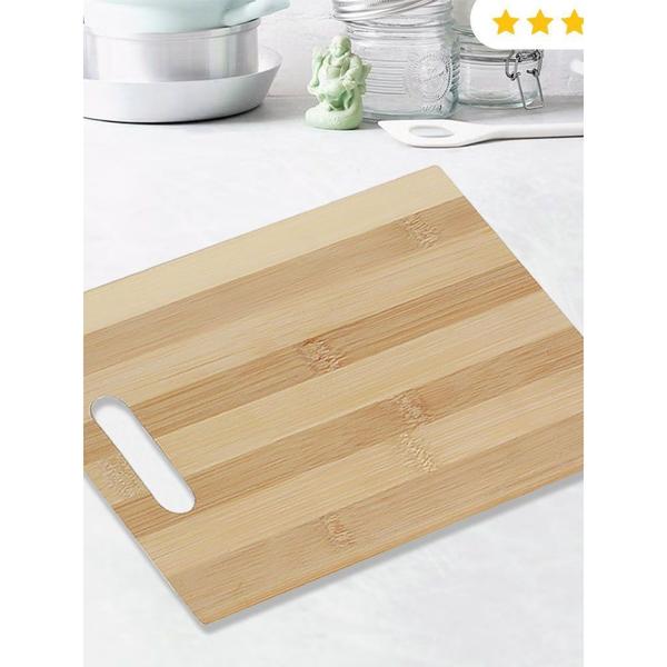 Imagem de Tabua de Corte 100% Bambu 28x18 Carnes Legumes Frutas Multiuso Universal Com Encaixe Para As Mãos