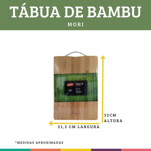 Imagem de Tábua de Corte Bambu com Alça Inox Retangular 20x30 Mori