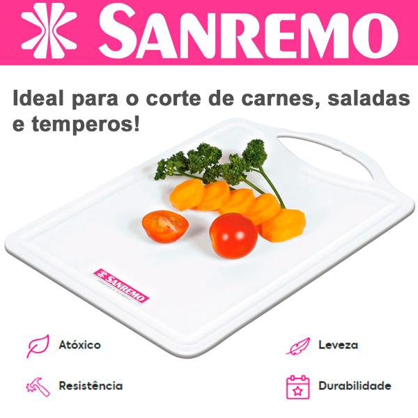 Imagem de Tábua de Corte Grande Sanremo p/ Carnes Legumes Temperos Plástico Canaletas Não Estraga Fio da Faca