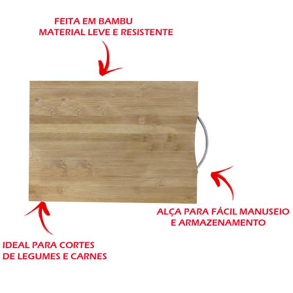 Imagem de Tábua De Corte Legumes Carne Bambu Com Alça 35x26cm Top