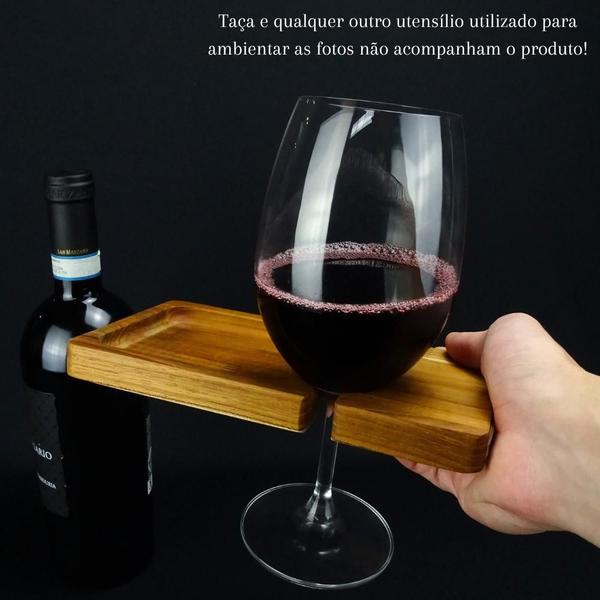 Imagem de Tábua De Frios Vinho Taça Petisqueira de Madeira Teca 