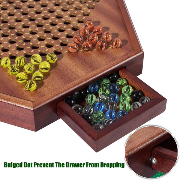 Imagem de Tábua de madeira atualizada Chinese Checkers VAMSLOVE com mármores